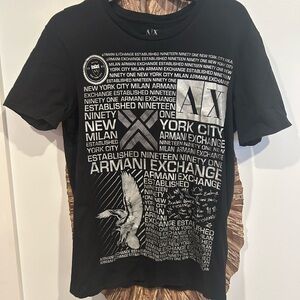 Armani Exchange Black and Silver Graphic Tee